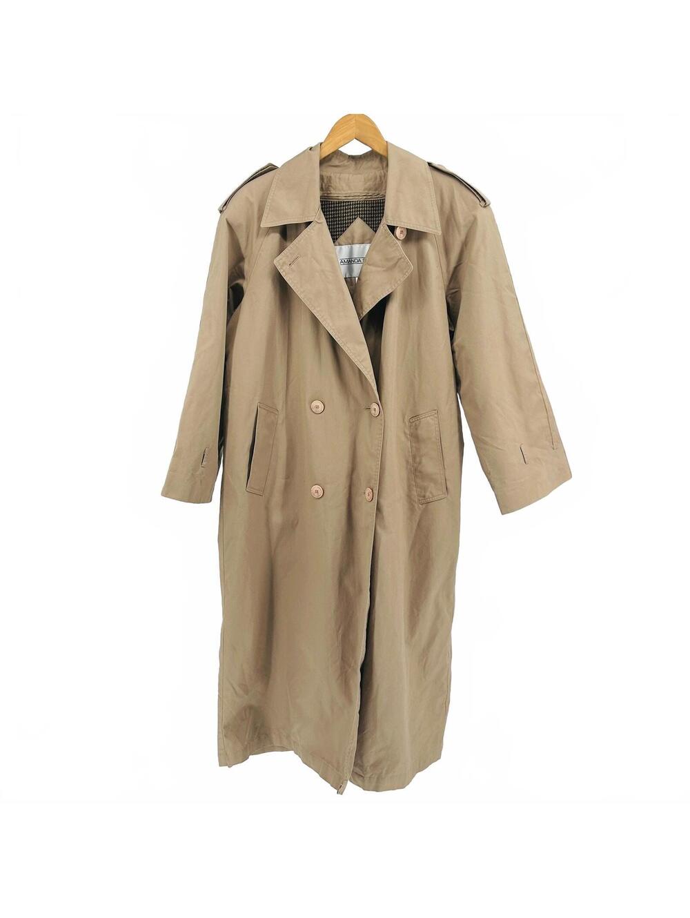 Vintage 90s Amanda Smith Tan Double-Breasted Trench Coat
